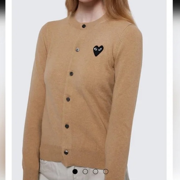 Comme des Garcons PLAY Tan Cashmere Cardigan Sweater Size L